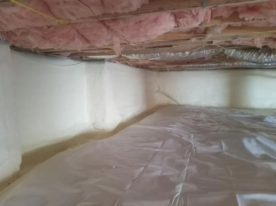 Crawl space encapsulation with closed-cell spray foam for Flat Roof Repair in Eliot